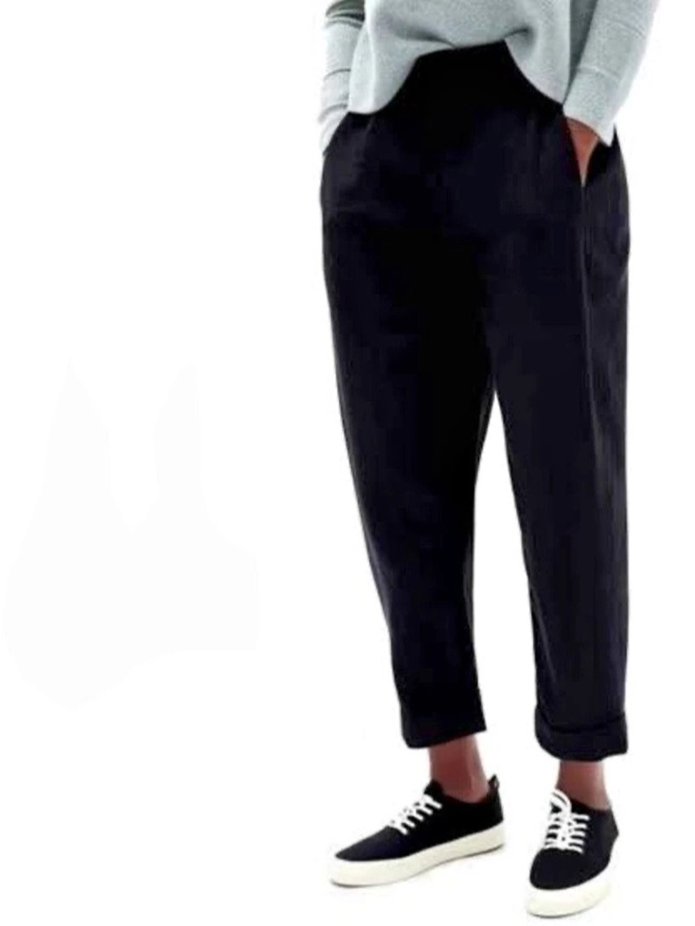 Everlane Black Cropped Pleated Trousers Size 0 - Picture 3 of 6